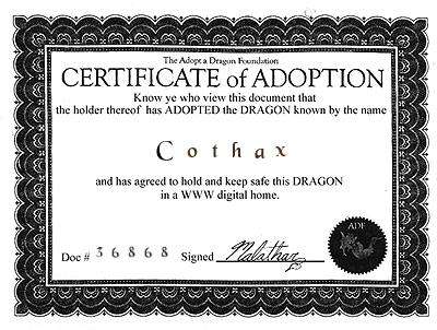 Cothax--Certificate Of Adoption